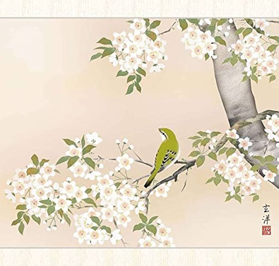 Amazon | 日本画 近藤玄洋 桜に鶯（さくらにうぐいす） F8 花鳥画 春