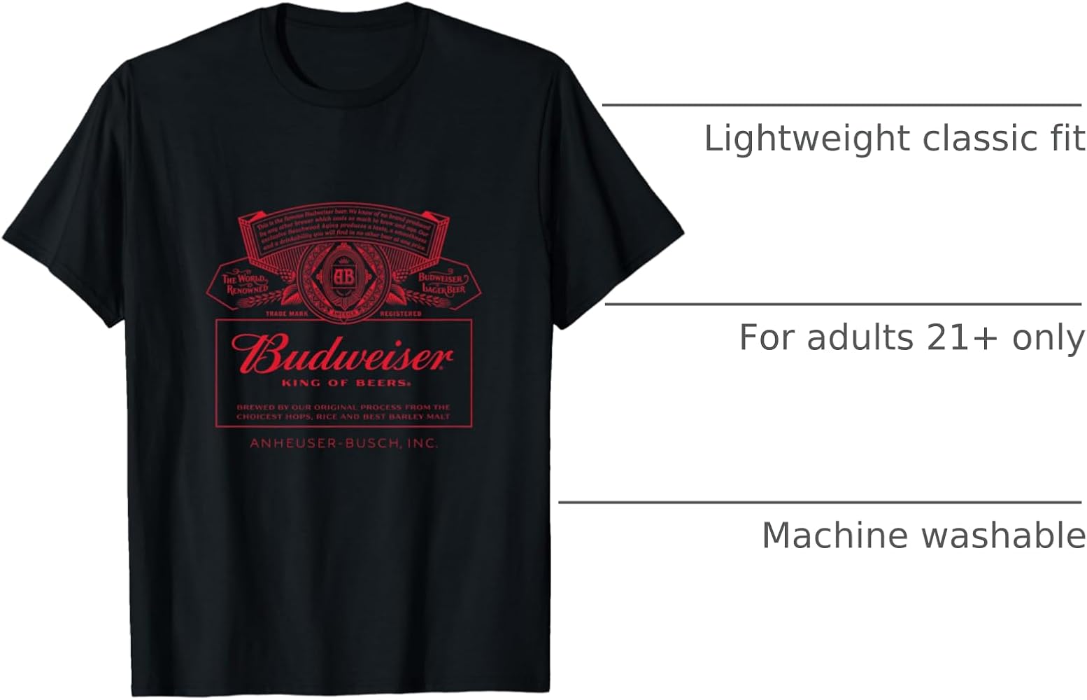 Amazon.com: Budweiser mens Classic Budweiser Can Label T Shirt