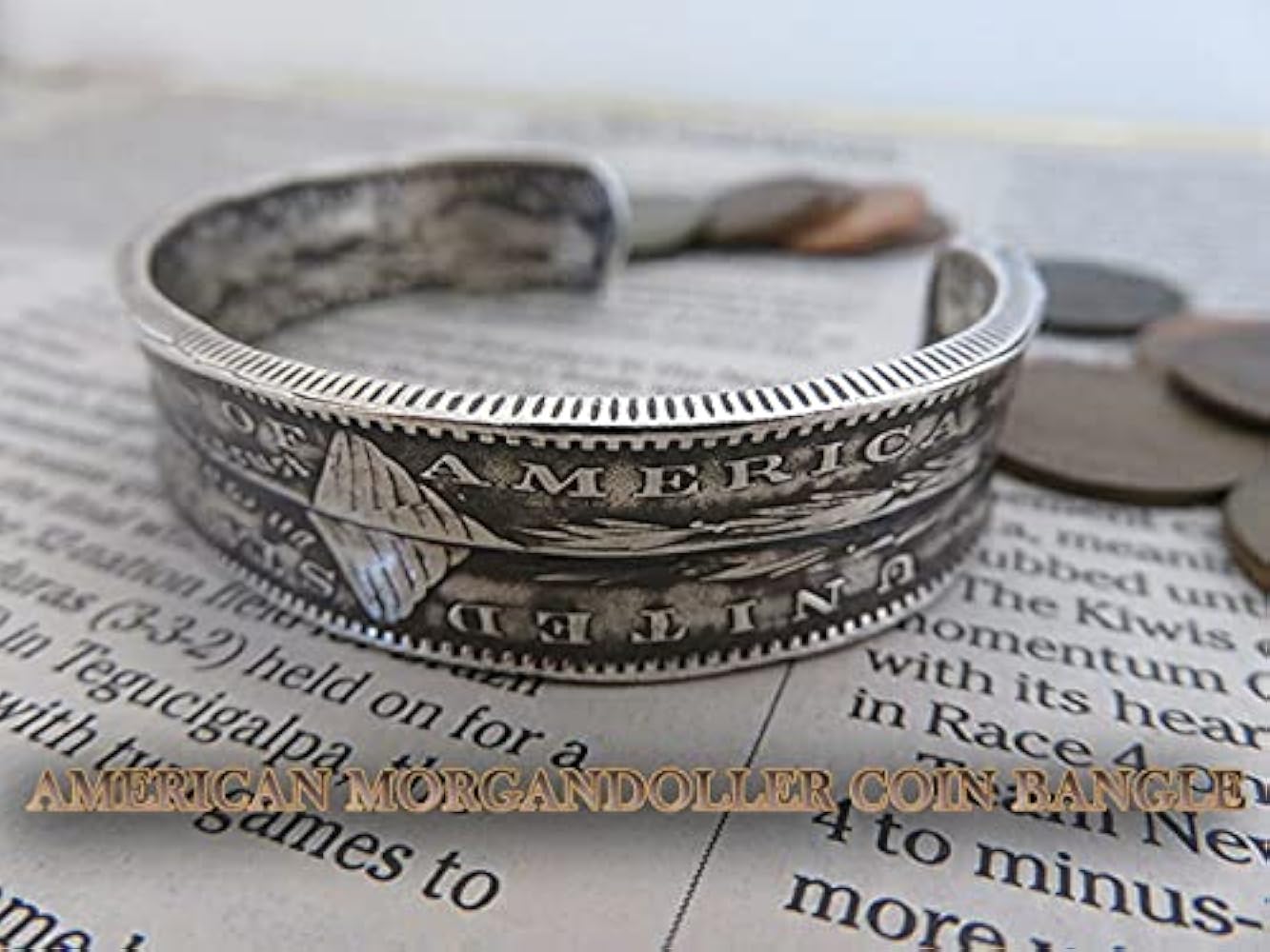 Amazon | モルガン銀貨 コイン バングル ワイド ブレスレット シルバー
