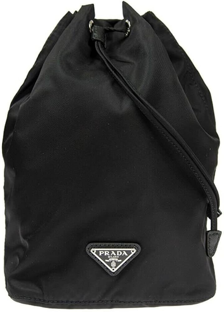 Amazon.co.jp: Prada ブラック ナイロンとレザー 巾着ポーチ 1NA369
