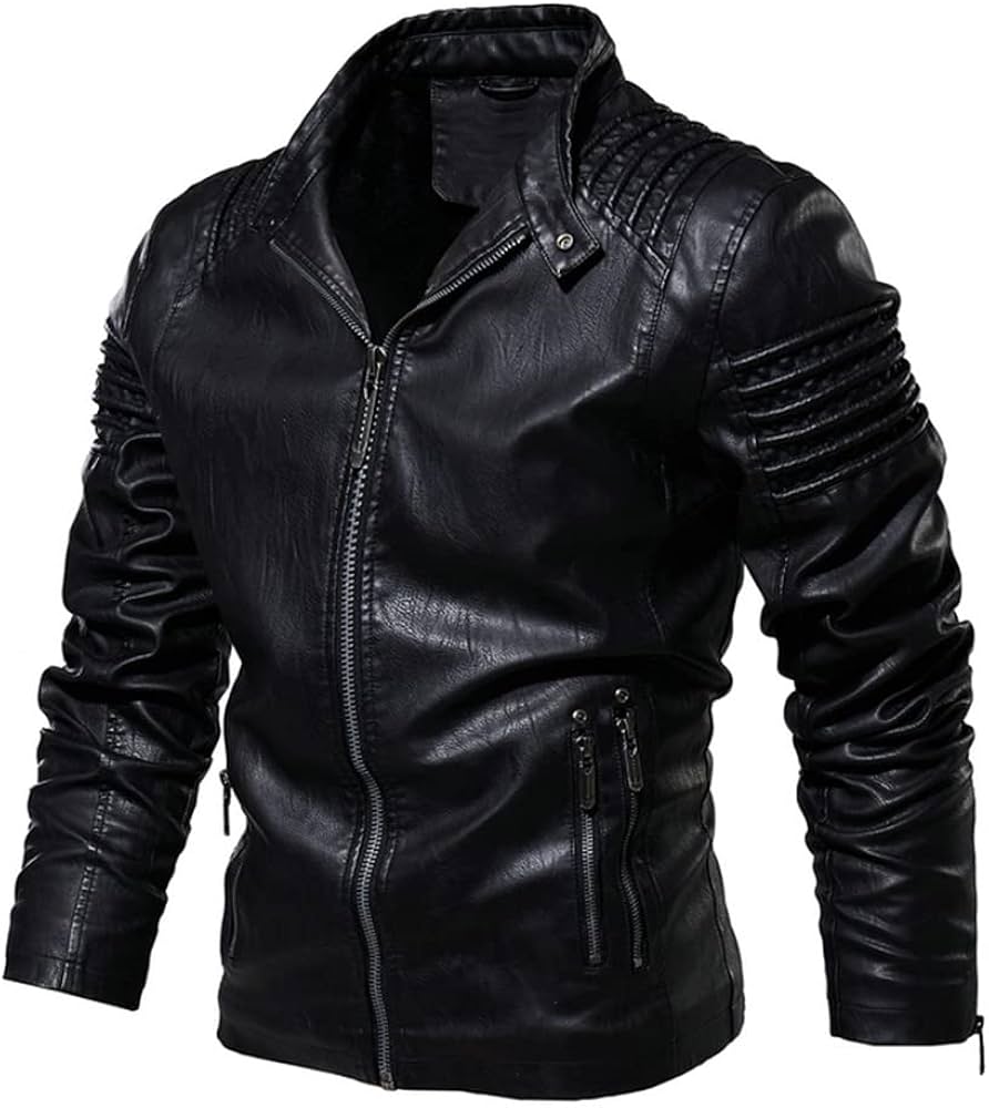 Amazon.com: Winter Men's Biker Jakcet Coat Male Streetwear Retro