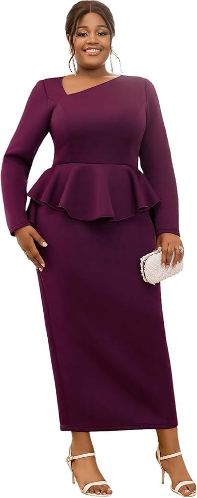 Amazon.com: AOMEI Women's Dark Purple Irregular V Neck Long Sleeve