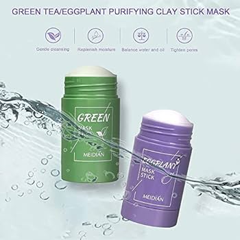 Meidian 2PCS - Green Tea Purifying Clay Stick Mask, Eggplant Face