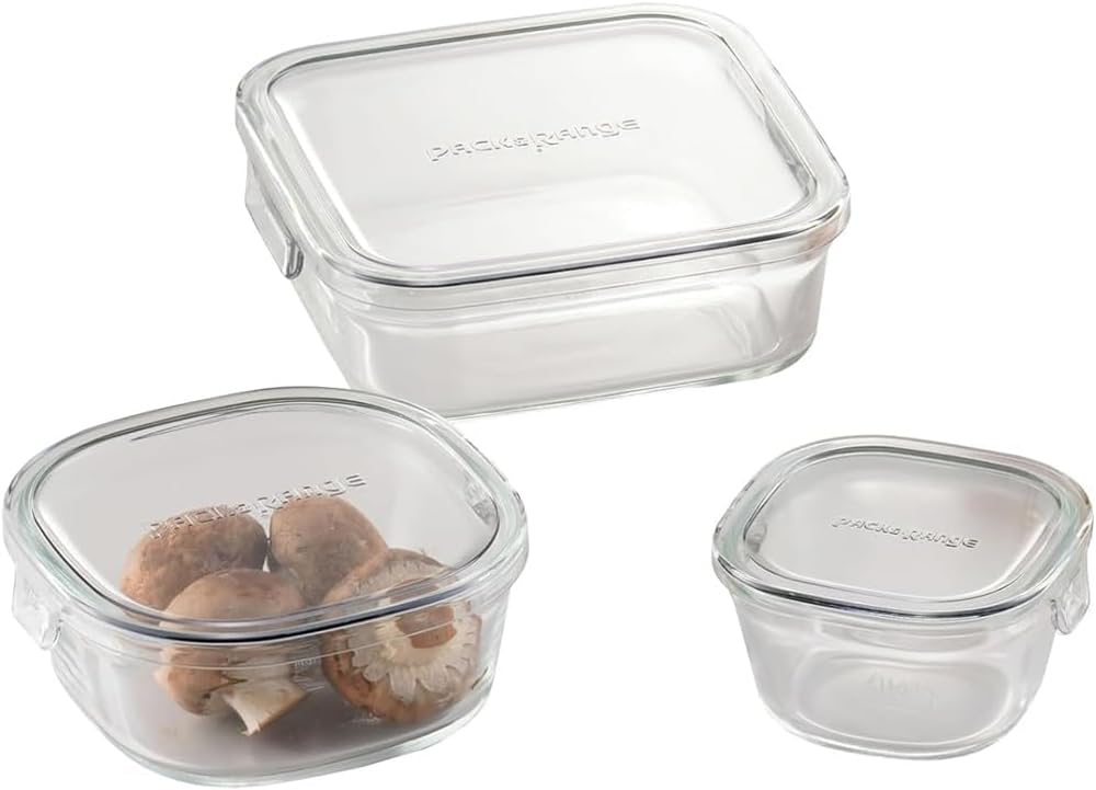 Amazon｜iwaki(イワキ) 耐熱ガラス 保存容器 クールグレー 角型 3点