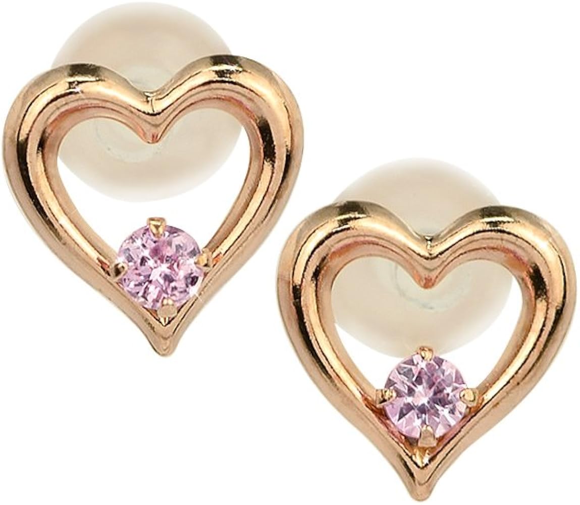 Amazon | [四葉のクローバー] ピンクサファイア 10金 ハート ピアス