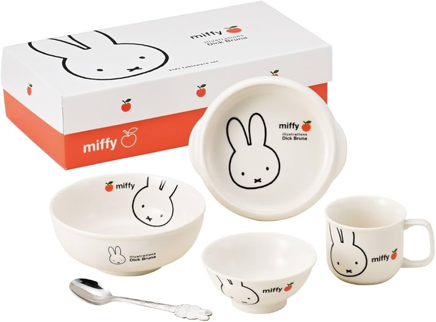 Amazon.com: 日本陶彩 miffy (apple) dinnerware gift set, White