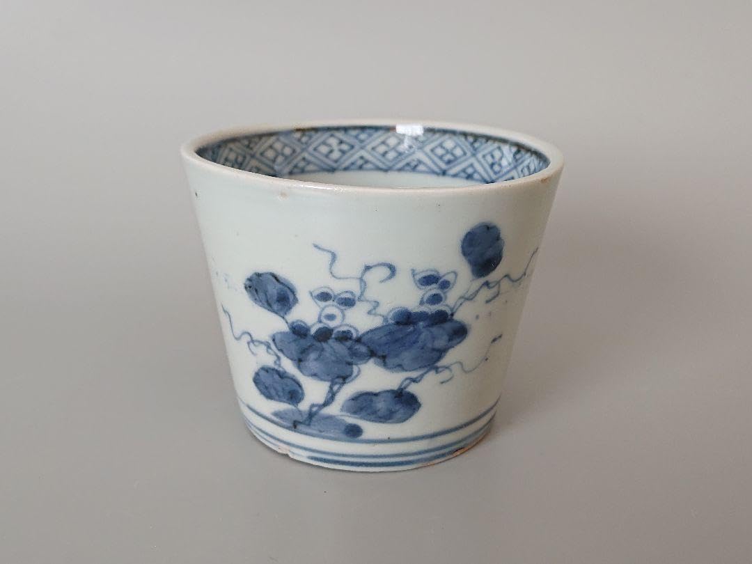 294 古伊万里大振染付昼顔図蕎麦猪口 幕末 無疵美品 294 古伊万里大振