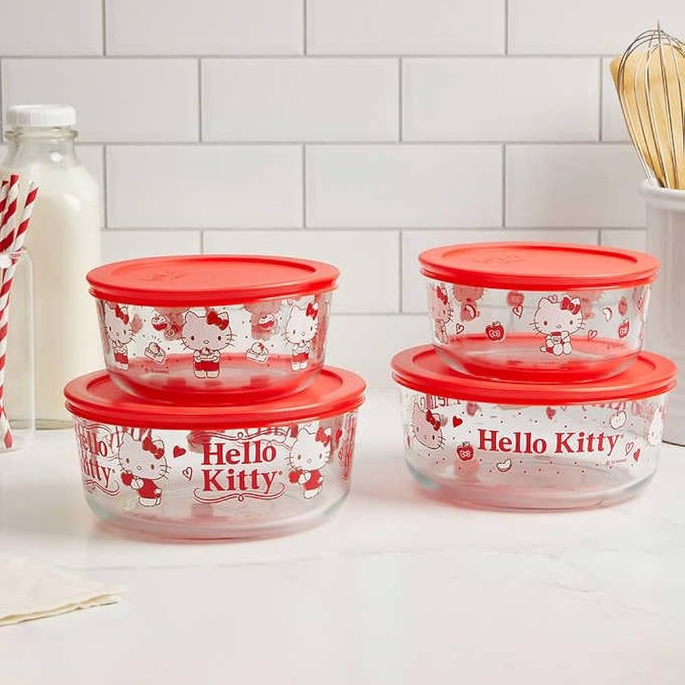 Amazon｜Pyrex ハローキティ ガラス食品ストレージセット 8点 1459394