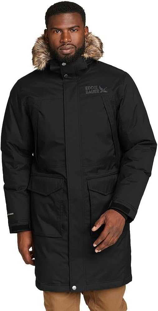 Eddie Bauer Men's Superior Down Stadium Coat, Black, Medium at