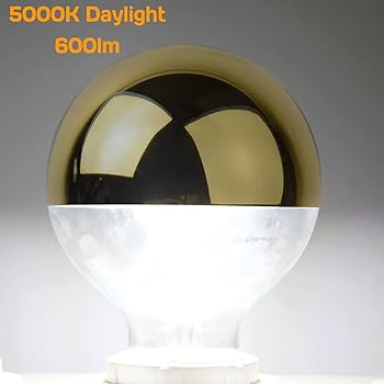 Half Chrome Light Bulb, Dimmable Gold Tipped Light Bulb 5000K