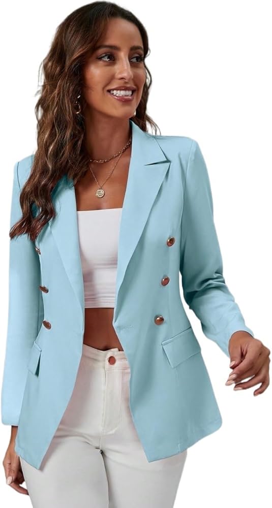 womens blazers dressy casual Solid Color Double-Breasted Suit