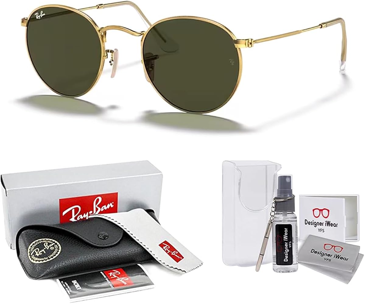 Amazon.com: Ray-Ban RB3447 001 47M Gold/Crystal Lens G-15 Green
