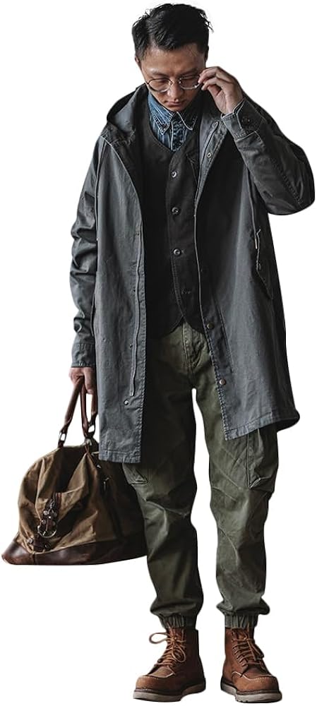 Amazon.com: MADEPANTS Men's Fishtail Hooded Parka Jacket M51