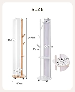 Amazon.co.jp: 鏡 姿見 玄関 全身 おしゃれ ハンガーラック 収納