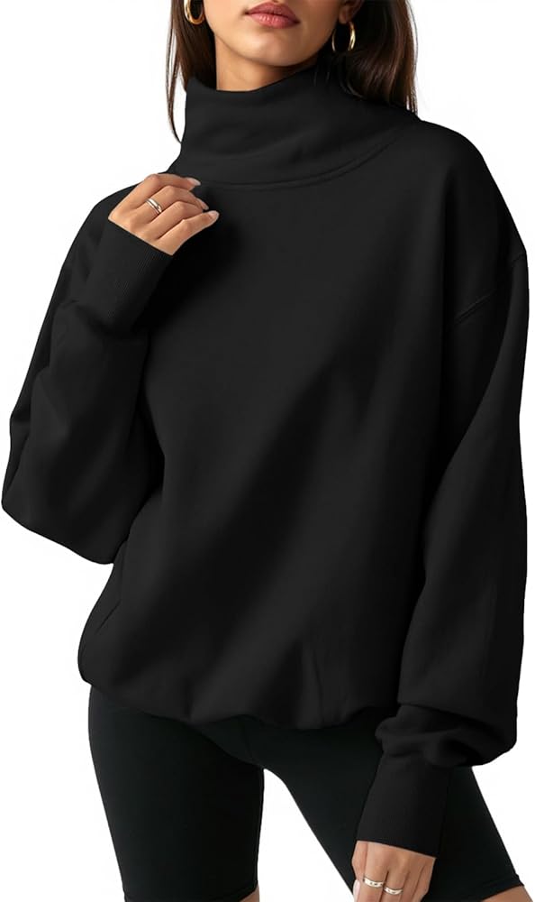Fisoew Women's Oversized Turtleneck Sweatshirt Long Sleeve