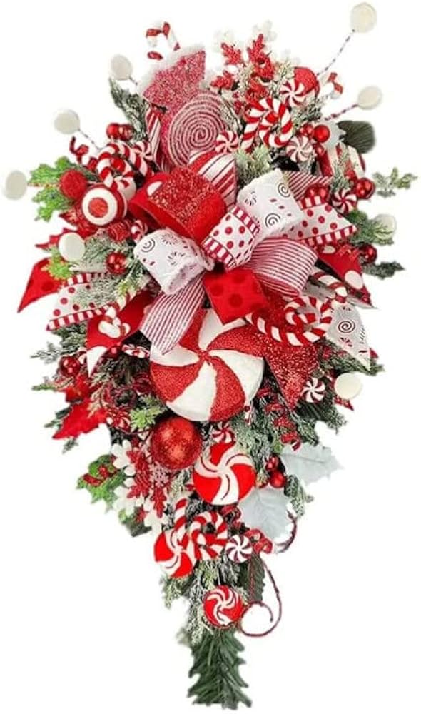 Amazon.com: SAFIGLE 2024 Candy Cane Christmas Wreath for Front