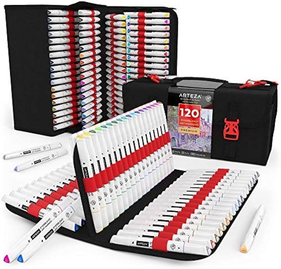 Amazon.com: ARTEZA Alcohol Markers – Set of 120 EverBlend Dual Tip