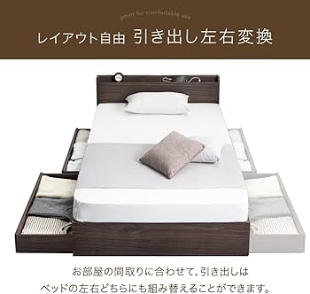 Amazon｜タンスのゲン ベッド シングル 収納 宮棚 スマホスタンド 2口