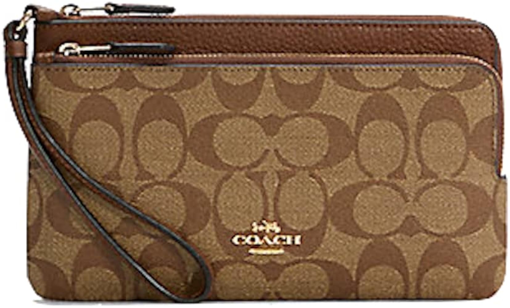 Amazon | Coach シグネチャー PVC ダブルジップウォレット, ブラウン