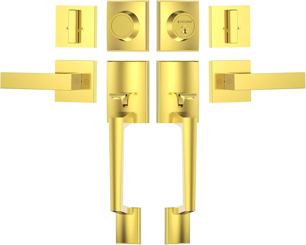 TICONN Double Front Door Handle Set, Heavy Duty Square Door Lever