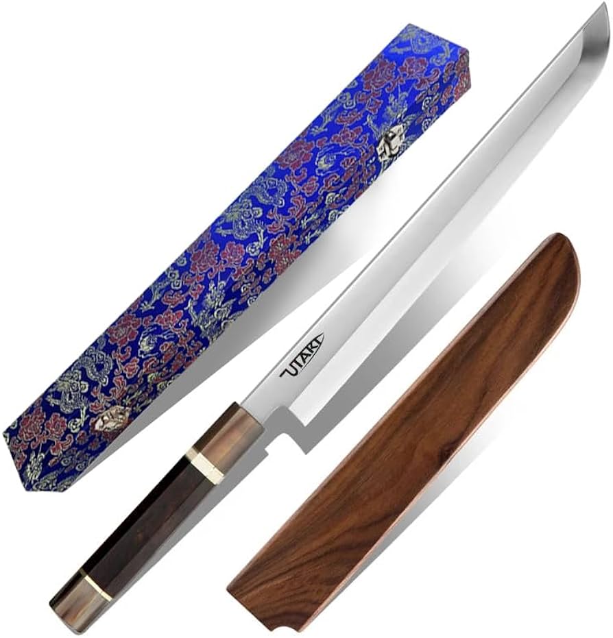 Amazon | Utaki 鞘付先丸蛸引（関東型刺身）包丁 10Cr15MoVステンレス