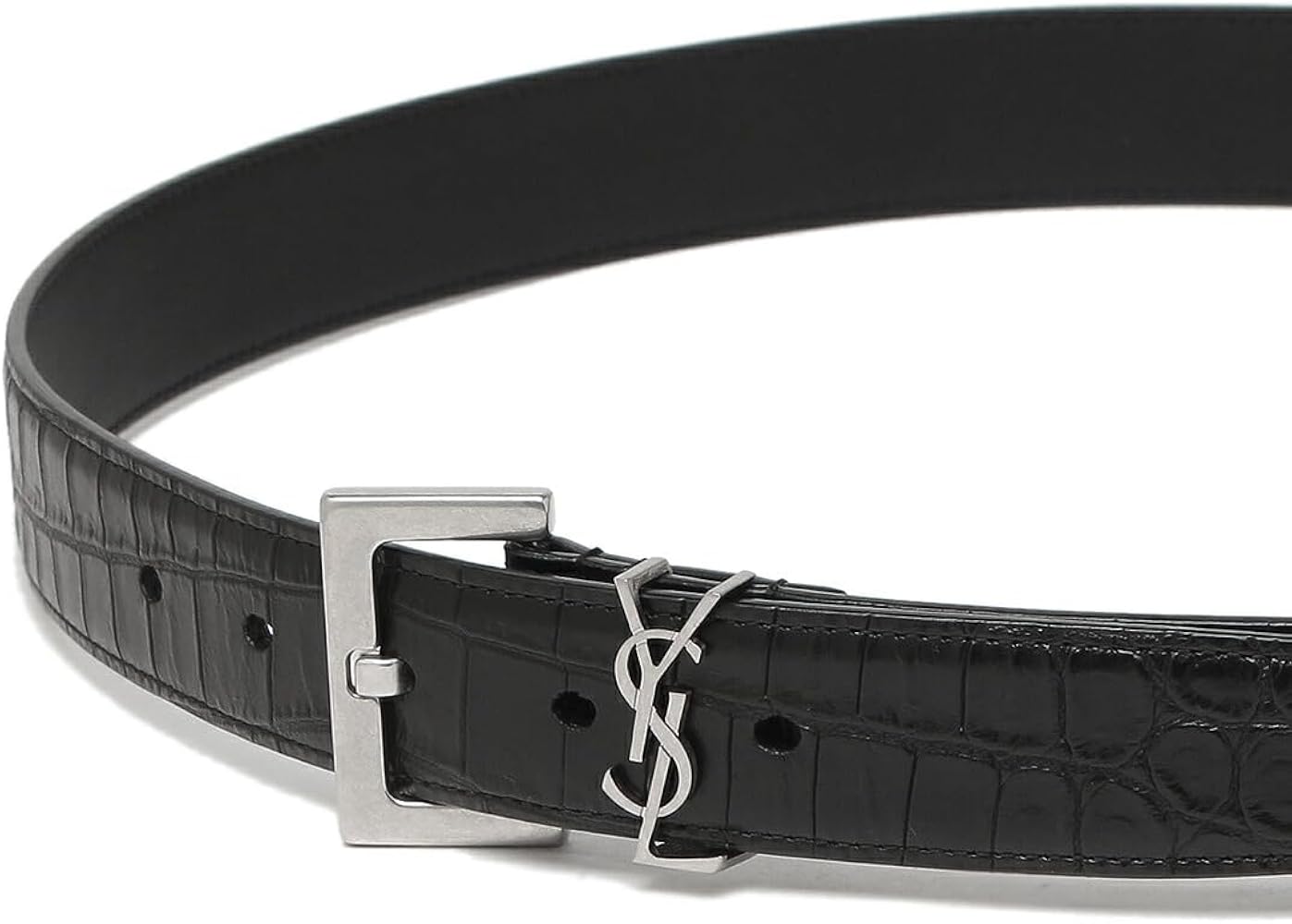 Amazon | [サンローランパリ] ベルト モノグラム ブラック シルバー