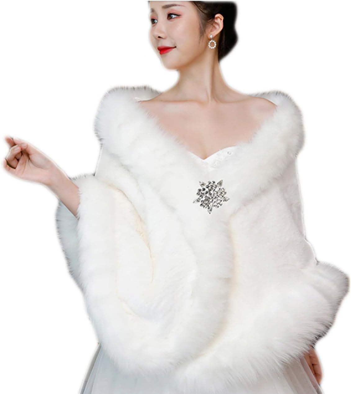 Amazon | [THLD] ボレロ ホワイト ドレス ケープ ファー 結婚式