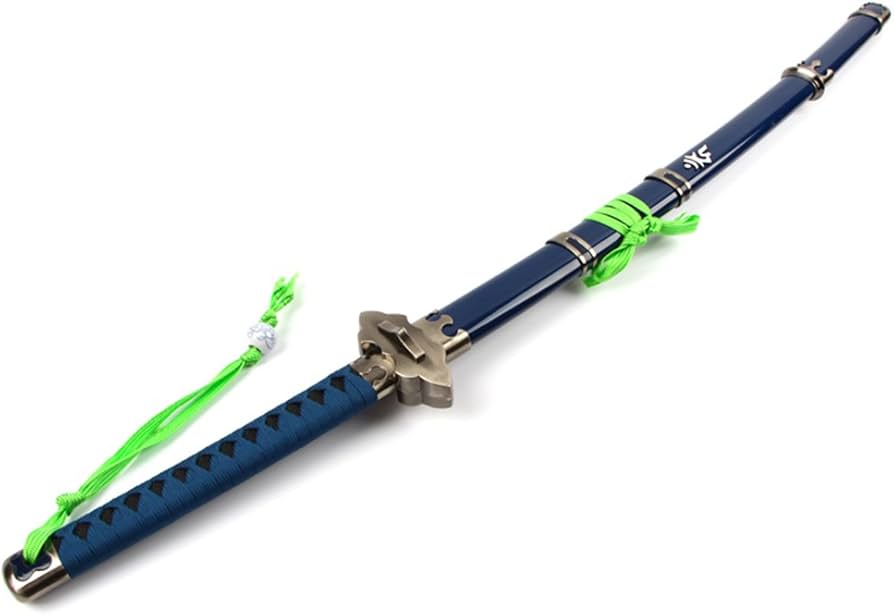 重厚／美麗】模造刀 大刀 木製鞘 漆黒×流転青 観賞用 コスプレ 撮影用