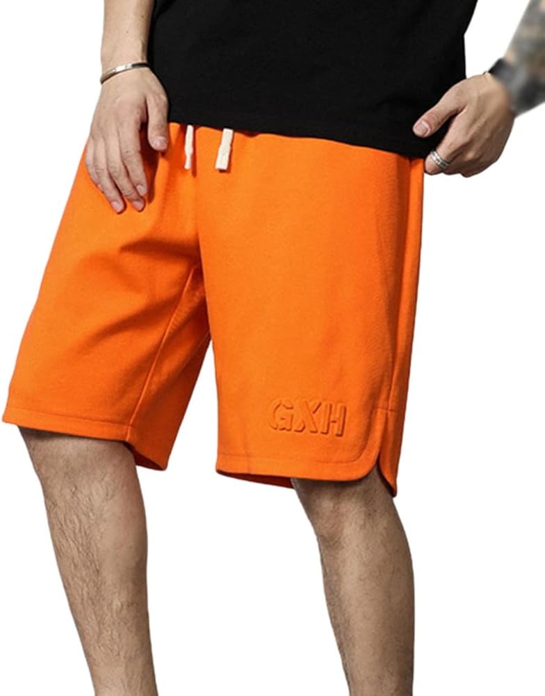 Amazon | [MeipingQu] ハーフパンツ オレンジ色 メンズ ハーフ パンツ