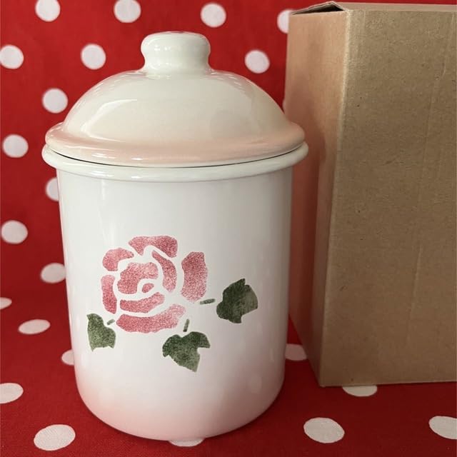 マニーローズ ホーロー 取っ手付きキャニスター マニーローズ