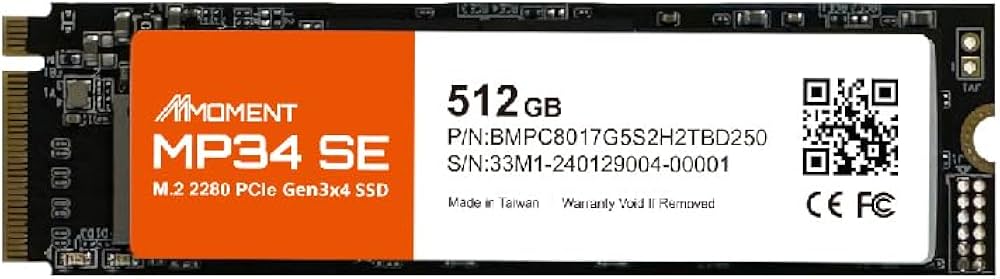 Amazon | MMOMENT MP34 SE 512GB M.2 2280 PCIe Gen3x4 NVMe1.3 内蔵