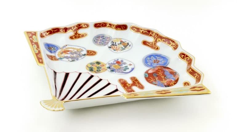 Amazon | 林九郎窯 古伊万里 様式 赤濃鳳凰 扇皿 24.5cm 19.7cm 皿 扇
