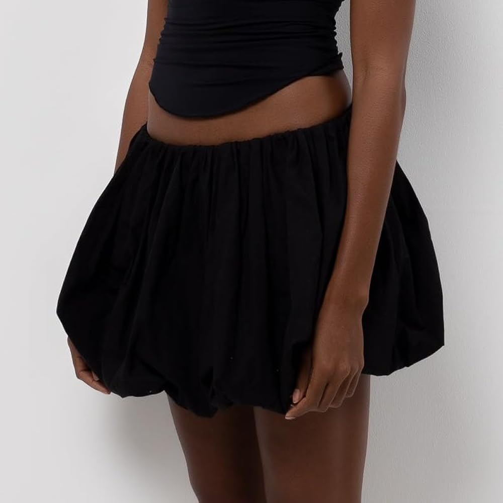Amazon.com: Muineobuka Women Girls Bubble Mini Skirt Low Waist