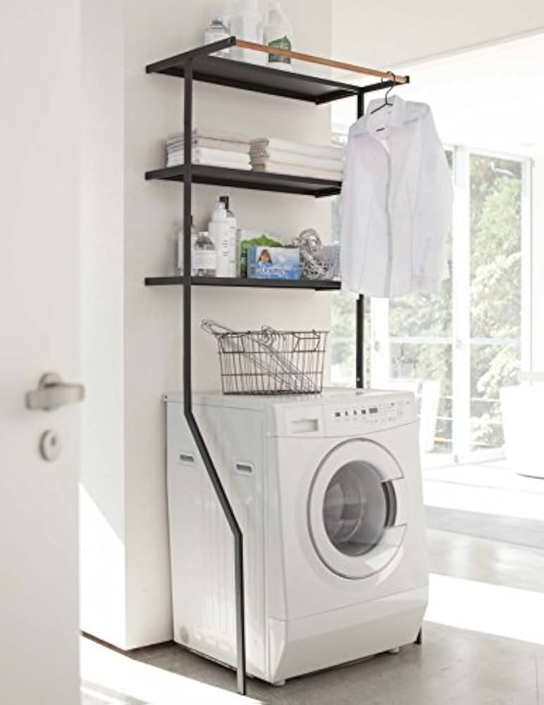 Amazon｜山崎実業 立て掛け ランドリーシェルフ タワー tower ブラック