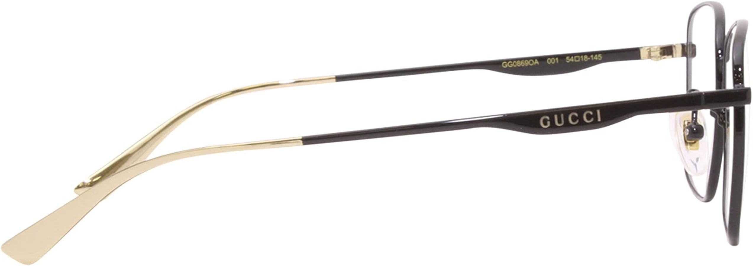 Amazon.com: Gucci GG 0869OA 001 Black Metal Rectangle Eyeglasses