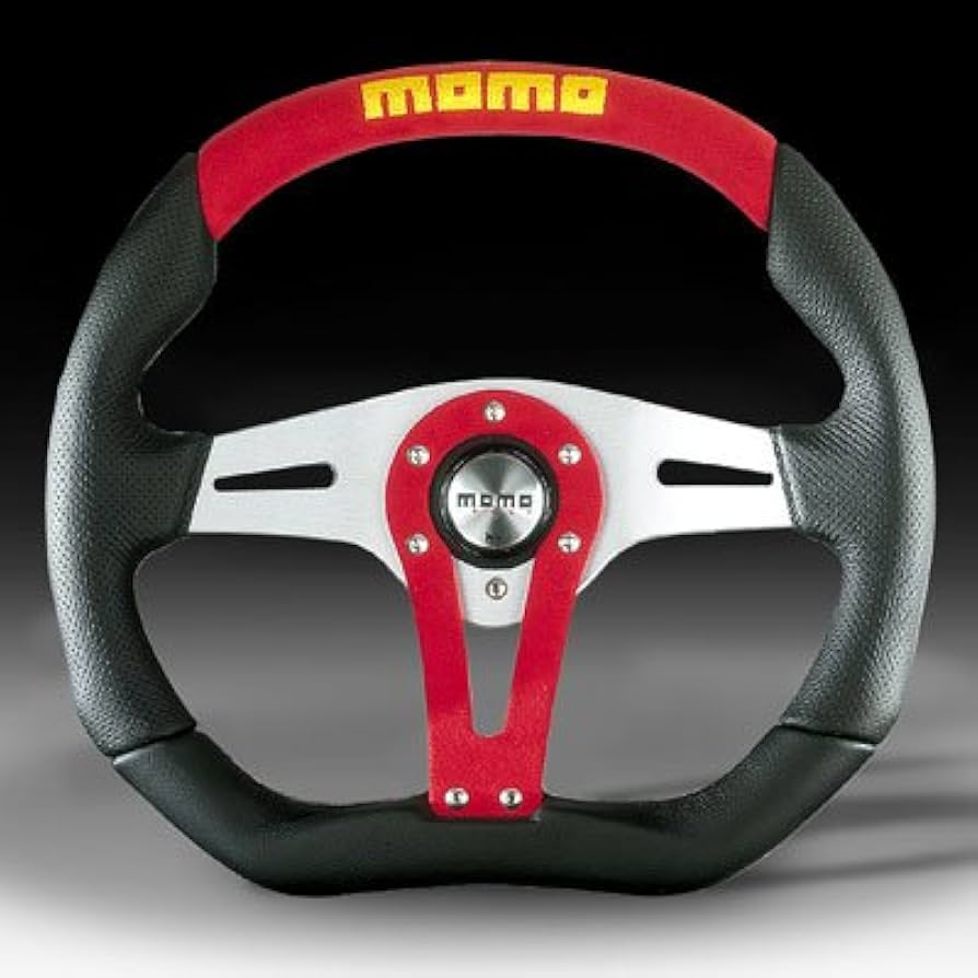 Amazon | MOMO(モモ) ステアリング トレック 35パイ レザー/RED T-2