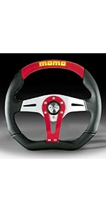 Amazon | MOMO(モモ) ステアリング トレック 35パイ レザー/RED T-2