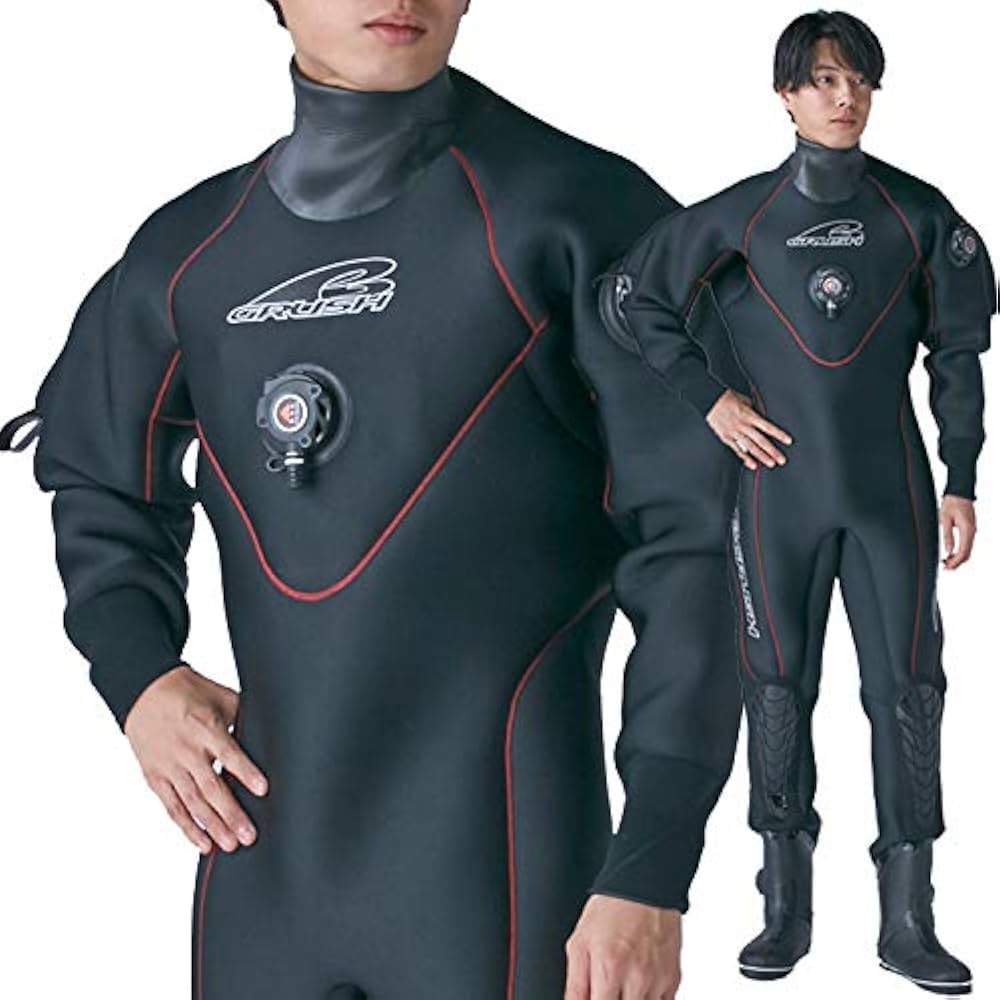 Amazon | GRUSHドライスーツ メンズ DRY SUITS BK x RDステッチ XXL