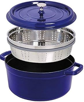 Amazon.com: STAUB Cocotte with Steamer Round 26cm Dark Blue: Home