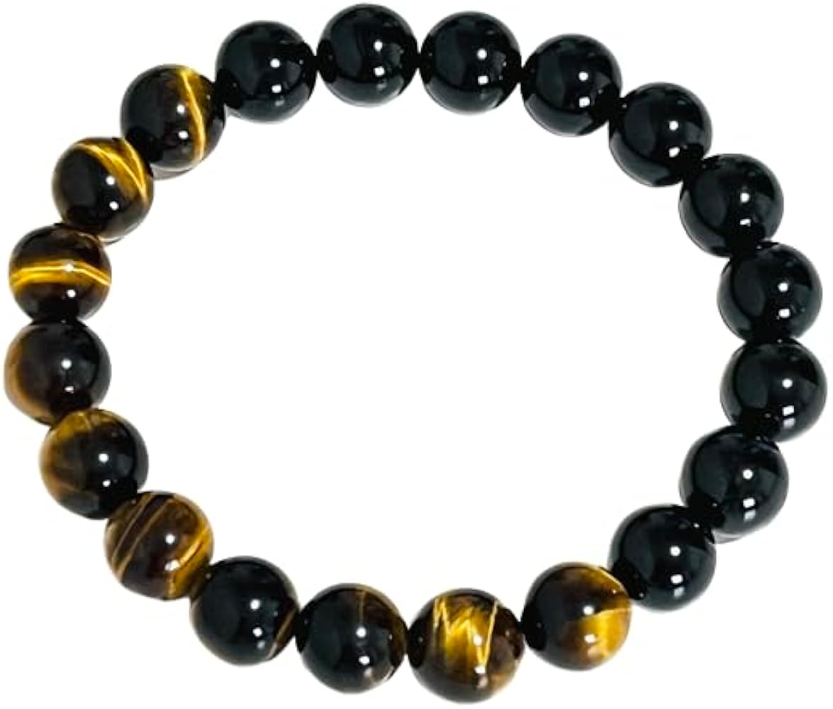 Amazon | [tokumo] 金運 タイガーアイ 黒曜石 ブレスレット 10mm～16mm