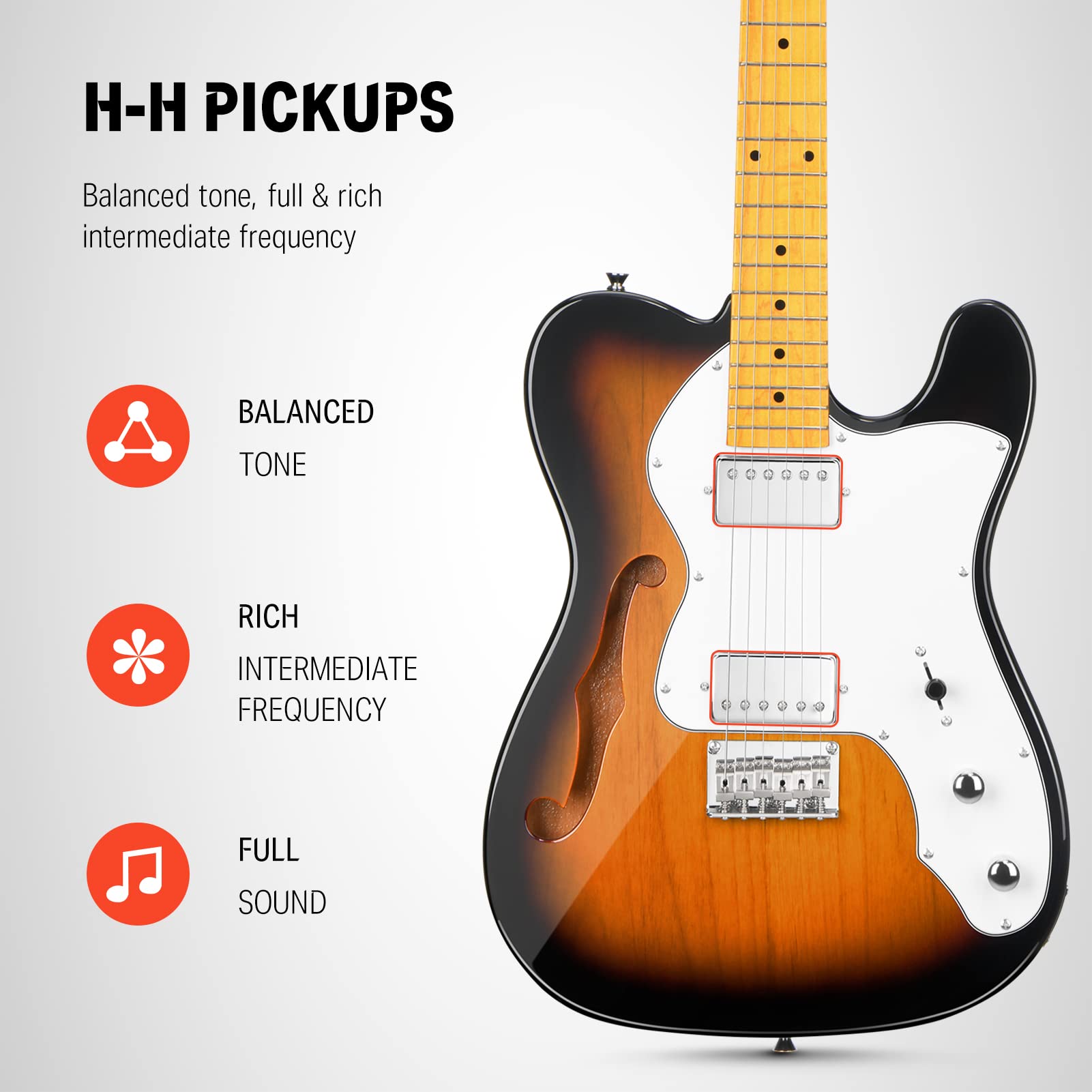 Amazon.com: Donner 39 Inch Jazz Electric Guitar TL Thinline F Hole