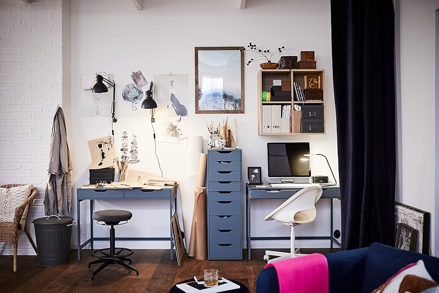 Ikea ALEX Desk, 100 x 48 cm, Grey/Turquoise : Amazon.de: Home