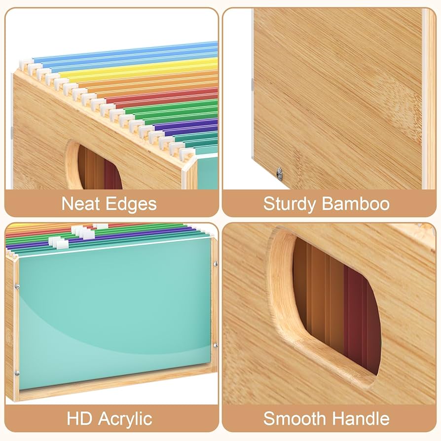 Amazon.com: Sbanmao Letter/Legal Bamboo Acrylic File Box Organizer