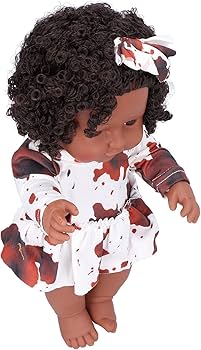 Amazon.co.jp: アフリカの髪の11.8インチの黒い女の赤ちゃんの人形爆発
