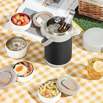 Amazon.com: 67oz Thermo for Hot Food, 3 Tier Stainless Steel Leak