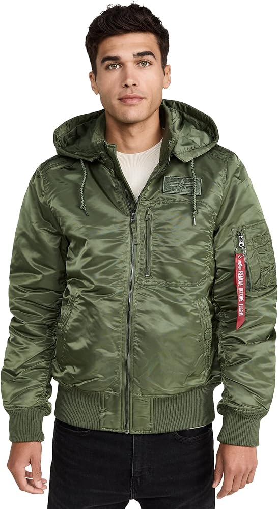 Alpha Industries MA-1 Hooded Rib Flight Jacket Sage XS at Amazon