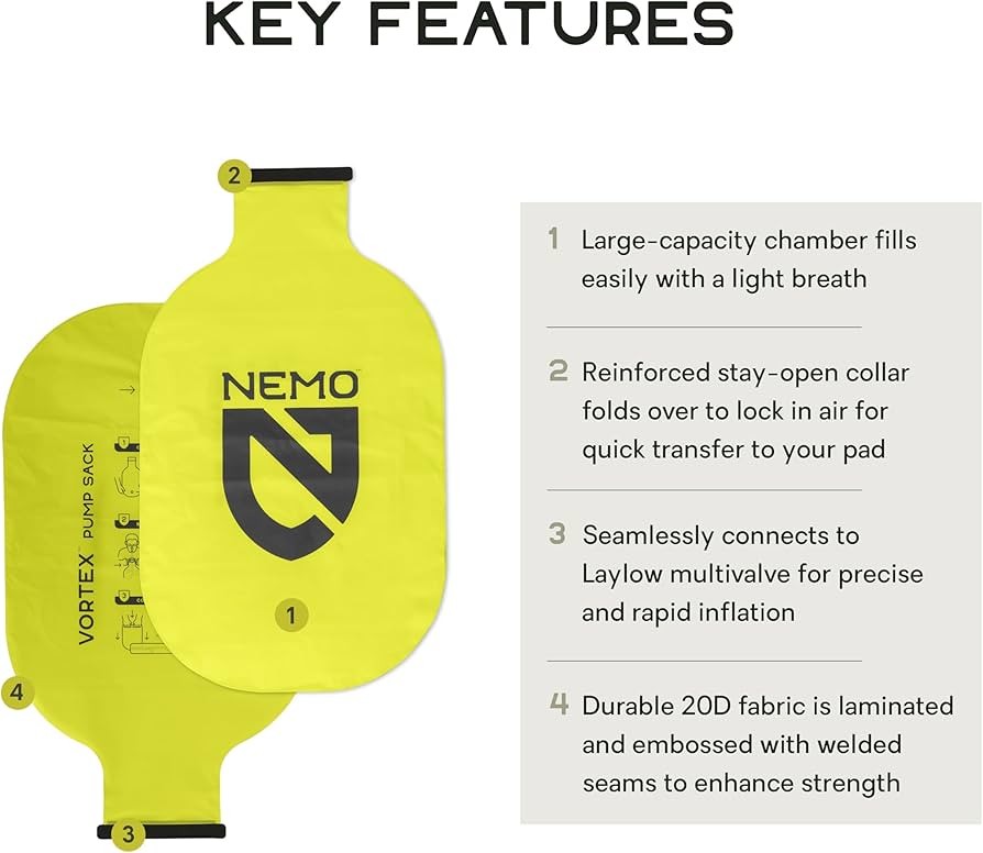 Amazon.com : Nemo Equipment Vortex Pump Sack Sleeping Pad Pump