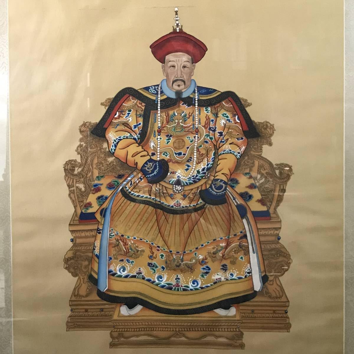 Amazon.co.jp: MI4/98中国美術乾隆帝肖像画【清高宗純乾隆皇帝像】額寸