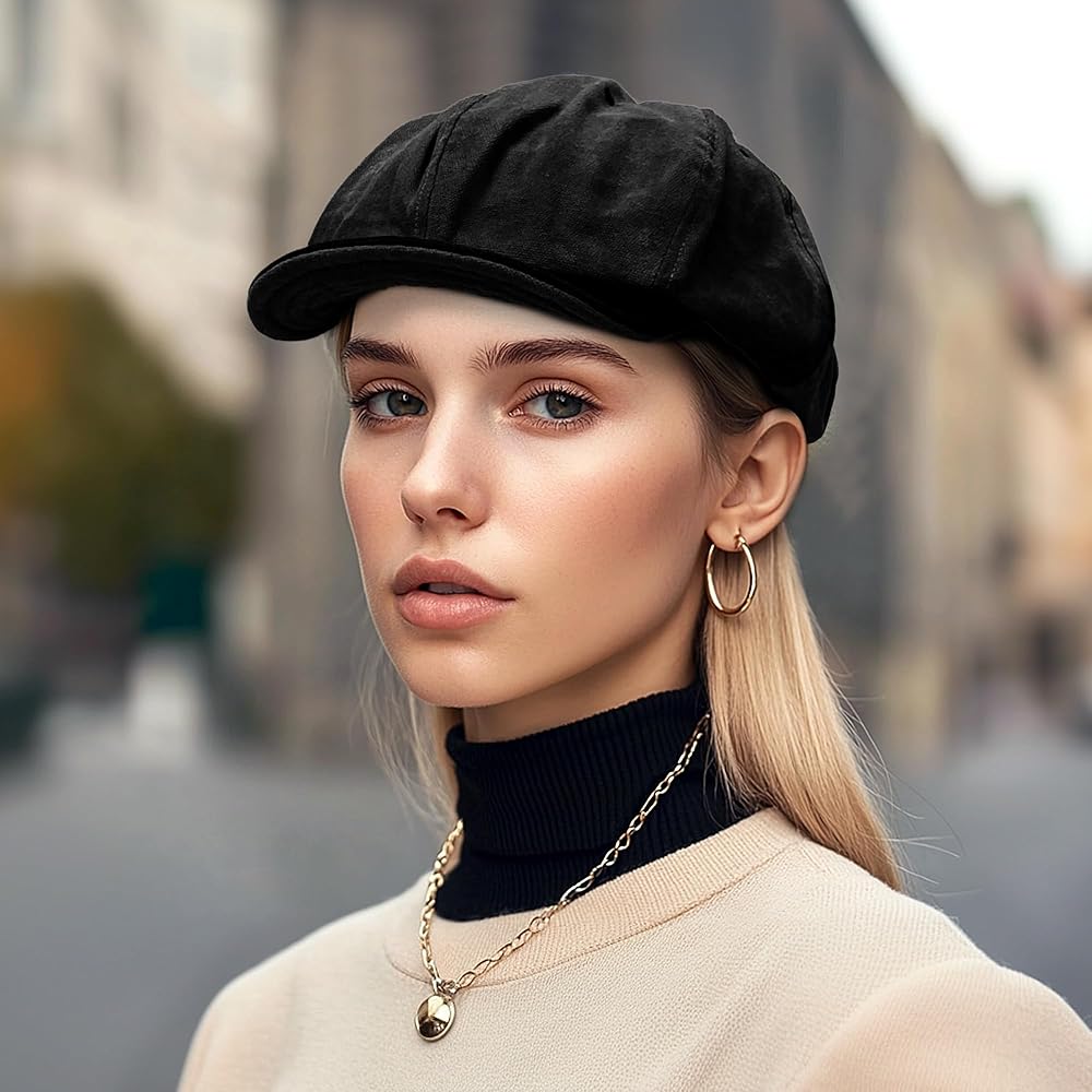 CLAPE Mens Cotton 8 Panel Oversized Newsboy Cap Applejack Hat