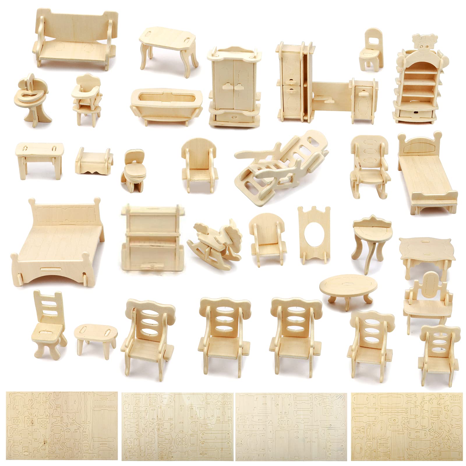 Amazon | Fansunta 1:20 木製ドールハウス家具セット 3Dミニチュア家具